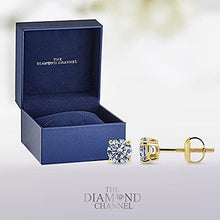 Load image into Gallery viewer, 3/8 cttw Natural Diamond Earrings AGS Certified Diamond Stud Earrings for Women 14 Karat Yellow Gold Round Brilliant Shaped Earrings 4 Prong Setting with Screw Back and Post Studs