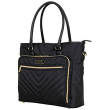 Load image into Gallery viewer, Kenneth Cole Reaction Chelsea Quilted Chevron 15" Laptop & Tablet Business Tote With Removeable Shoulder Strap, Black