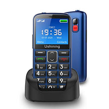 Load image into Gallery viewer, Ushining Seniors Cell Phones Unlocked SOS Button Hearing Aid Compatible 3G Tmobile Senior Basic Cell Phones Large Volume 2.4 Inch HD Screen Feature Phones with Charging Dock (Blue)