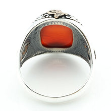 Load image into Gallery viewer, KAR 925K Stamped Sterling Silver Agate (Aqeeq) Men's Ring K41B (9.75)