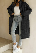 Load image into Gallery viewer, ZESICA Women's Button Down Quilted Coat Winter Long Sleeve Stand Collar Oversized Puffer Jacket Outerwear with Pockets,Black,Large