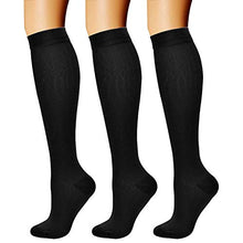 Load image into Gallery viewer, CHARMKING Compression Socks for Women & Men Circulation (3 Pairs) 15-20 mmHg is Best Athletic for Running, Flight Travel, Crossfit, Cycling, Pregnant - Boost Performance, Durability (S/M, Black)