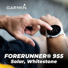 Load image into Gallery viewer, Garmin Forerunner 955 Solar, GPS Running Smartwatch with Solar Charging Capabilities, Tailored to Triathletes, Long-Lasting Battery, Whitestone with Wearable4U White Earbuds Bundle