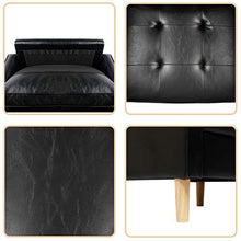 Load image into Gallery viewer, AILEEKISS Mid-Century Sectional Sofa Set Faux Leather Office 3 Pcs Couch Set with Armrest Modern Upholstered Loveseat Couches (1-Seater+1-Seater+2-Seater, Black)