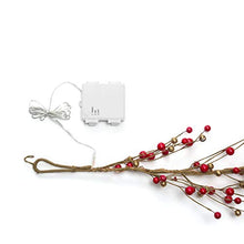 Load image into Gallery viewer, Christmas Garland with Lights - 6 Ft, Battery Operated, 100 LED Lights, Red and Gold Pip Berry Branch, Primitive/Farmhouse Style, Lighted Indoor Holiday Decor for Table or Fireplace Mantle
