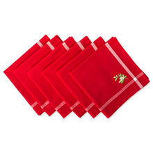 Load image into Gallery viewer, DII Embroidered Corner Christmas & Holiday Tabletop Collection, Napkin Set, Mistletoe 6 Piece