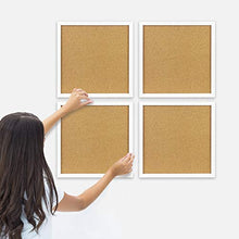 Load image into Gallery viewer, Elegant Boards 4 Pack Cork Bulletin Board 12"X 12" Square Wall Tiles, Modern White Framed Boards for Home and Office (Pushpins, Hardware and Template Included)
