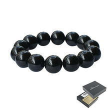 Load image into Gallery viewer, eleeColorful Power Health Tourmaline Black/Green Bigger Beads Stretch Bracelet Wristband (Black)