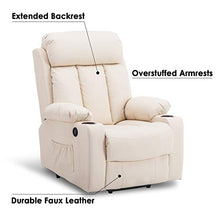Load image into Gallery viewer, Mcombo Large Electric Power Lift Recliner Chair Sofa for Elderly Big and Tall People, 3 Positions, 2 Side Pockets and Cup Holders, USB Ports, Faux Leather 7406 (Cream White)