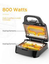 Load image into Gallery viewer, Elechomes Belgian Waffle Maker with Removable Plates, Easy to Use and Dishwasher Safe, Non-Stick, 2-Slices, Cord-Storage, Premium Stainless Steel