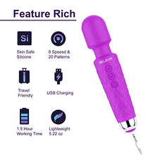 Load image into Gallery viewer, Powerful Vibrate Wand Massager with 20 Magic Vibration Modes Whisper Quiet Waterproof Personal Handheld Cordless for Neck Shoulder Back Body Massage Sports Recovery & Muscle Aches