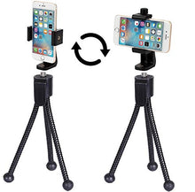 Load image into Gallery viewer, Alphx Universal Smartphone Tripod Cell Phone Holder Mount Adapter Set, Fits iPhone, Samsung, and All Phones, Rotates Vertical and Horizontal with Adjustable Clamp, Includes Mini Tripod