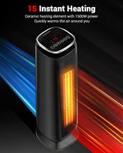 Load image into Gallery viewer, Aikoper Space Heater, 1500W Ceramic Tower Heater, Portable Electric Oscillating Heater with Adjustable Thermostat, ECO Mode, Remote Control, 8-Hrs Timer, Overheat & Tip-over Protection for Indoor Use