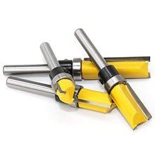 Load image into Gallery viewer, 4Pcs Pattern Flush Trim Router Bit Set 1/4 inch Shank Template Router Bits 1/2 inch Cutting Dia Woodworking Router Tool by CHoiKWong (1/2 inch Cutting Diameter, yellow)