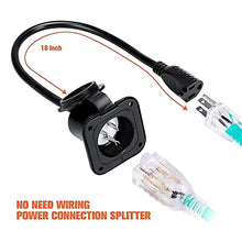 Load image into Gallery viewer, Bundle |WELLUCK 15 Amp 125V AC Power Inlet Port Plug with Integrated 18" Extension Cord, NEMA 5-15 RV Flanged Inlet with Waterproof & Back Cover, 2 Pole 3-Wire Shore Power Plug for Boat