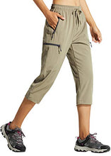 Load image into Gallery viewer, Libin Women's Quick Dry Hiking Capri Pants Lightweight Cargo Cropped Pants Water Resistant Outdoor Casual, Khaki XL