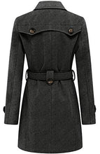 Load image into Gallery viewer, Wantdo Women's Long Pea Coat Mid Length Overcoat Warm Winter Outwear Dark Grey S