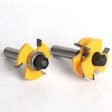 Load image into Gallery viewer, TOOLDO Tongue and Groove Router Bit & Reversible Finger Joint Router Bit, Jointing Bit Set 1/2 Inch Shank Set (Pack of 3). Parallel Angle Joint Set, for Hardwood Floor