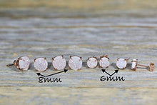 Load image into Gallery viewer, White Druzy Gemstone Prong Set Stud Earring- 8mm- Rose Gold- Women's Jewelry Mother's Day Gift Idea- Wedding- Graduation