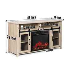 Load image into Gallery viewer, ENSTVER TV Stand for TVs up to 55" with Electric Fireplace Included,Media Storage Television Console for Living Room (White Oak)