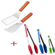 Load image into Gallery viewer, Hotec Metal Fish Spatula Kitchen Tongs with Silicone Tips