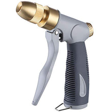Load image into Gallery viewer, HOMY Garden Hose Nozzle, Heavy Duty Metal in Zinc Alloy Body with Full Brass Nozzle & ABS Plastic with Rubber Coating, High Pressure Metal Water Spray Gun,Best for Watering,Washing(Gray Color)