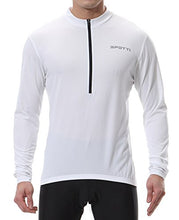 Load image into Gallery viewer, Spotti Men's Long Sleeve Cycling Jersey, Bike Biking Shirt- Breathable and Quick Dry (Chest 40-42 - Large,White)