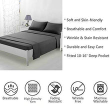 Load image into Gallery viewer, TEKAMON Premium 4 Piece Bed Sheet Set 1800 Bedding 100% Microfiber Polyester - Super Soft, Warm, Breathable, Cooling, Wrinkle and Fade Resistant - 10-16'' Extra Deep Pockets - Queen, Dark Grey