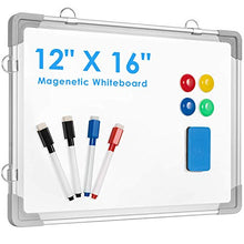 Load image into Gallery viewer, Small Dry Erase White Board, ARCOBIS 12" x 16" Magnetic Hanging Double-Sided Whiteboard for Wall, Portable Mini Easel Board for Kids Drawing, Kitchen Grocery List, Cubicle Planning Memo Board