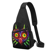 Load image into Gallery viewer, Alomama The Legend of Zelda The Ancient Evil Majoras Mask Sling Backpack Sling Bag Black Crossbody Daypack Casual Backpack for Travel, Hiking, Cycling, Camping for Women & Men