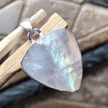 Load image into Gallery viewer, Natural Rainbow Moonstone 925 Solid Sterling Silver Cluster Unisex Pendant 30mm Long