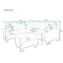 Load image into Gallery viewer, Harper & Bright Designs Sectional Sofa with Ottoman, Modern Soft Convertible Sofa Couch, Living Room Furniture Sofa Sets (Blue)