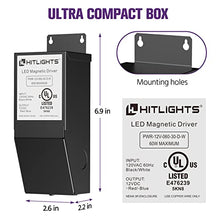 Load image into Gallery viewer, HitLights Dimmable LED Driver Transformer 60W, Magnetic Power Supply, 110V AC to 12V DC, Compatible with Lutron&Leviton Dimmer, LED Strip Lights, Other Low Voltage Lighting Projects