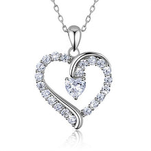 Load image into Gallery viewer, Women 925 Sterling Silver heart necklace - Billie Bijoux “You Are the Only One” Love Platinum Plated CZ Diamond pendant 18" for Women Girls