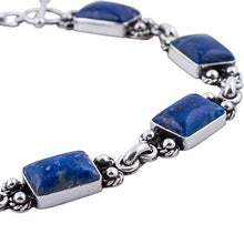 Load image into Gallery viewer, NOVICA Lapis lazuli 925 Sterling Silver Link Bracelets, 7.5" 'Seven Seas'