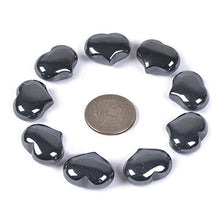 Load image into Gallery viewer, Justinstones Natural Hematite Gemstone Healing Crystal 1 inch Mini Puffy Heart Pocket Stone Iron Gift Box (Pack of 10)