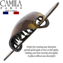 Load image into Gallery viewer, Camila Paris CP3242 French Hair Bun Holder Cover Cap Hair Updo, Brown, Hair Pin Thru, Strong Hold Grip Hair Clips for Women, No Slip and Durable Styling Girls Hair Accessories, Made in France