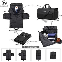 Load image into Gallery viewer, Carry On Garment Bags for Travel Large Suit Bags for Men Convertible Garment Duffle Bag for Men Women with Shoes Compartment Weekender Duffel Bag 2 in 1 Hanging Dress Suitcase Suit Travel Bags,Black