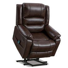 Load image into Gallery viewer, Vicluke Breath Leather Power Lift Recliner Chair with Massage and Heat for Elderly, Electric Recliner Chair with Side Pocket, USB Port for Living Room (Coffee)