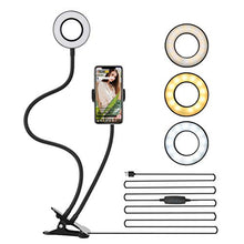 Load image into Gallery viewer, Selfie Ring Light, LEDGLE Upgraded Ring Light 360° Rotating with Cell Phone Holder Stand and Flexible Arms 3 Light Modes 10 Level Brightness for Live Stream Makeup and YouTube Video