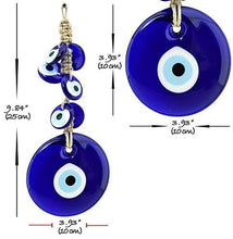 Load image into Gallery viewer, Erbulus Turkish Macrame Evil Eye Wall Hanging Ornament – Round Glass Bead with 6 Mini Size Blue Glass Evil Eyes - Home Protection Charm and Wall Decor Amulet in a Box