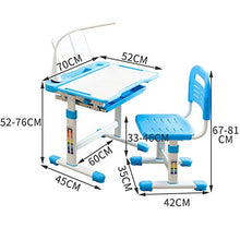 Load image into Gallery viewer, FASFSAF 2020 Upgrade Kids Desk and Chair Set, Height Adjustable Kids Table and Chair Set, Home School Use Anti-Reflective Children Study Table with LED Light/Reading Board/Pull-Out Drawer,Blue
