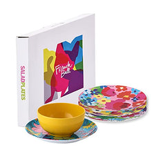 Load image into Gallery viewer, French Bull Assorted Plates - 4 Piece Set - 9 inch Melamine Salad Plates Set of 4 - Melamine Dinnerware for Indoor and Outdoor - Assorted Garden Floral