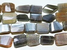 Load image into Gallery viewer, BEADS GEMSTONE Chocolate Multi Moonstone Faceted Flat Nuggets- 8 Inch Long Strand -Stones measure- 11-18mm Code-HIGH-7603