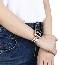 Load image into Gallery viewer, JSGJMY Bling Bands Compatible with Apple Watch Band 38mm 40mm 42mm 44mm with Case,Women Diamond Rhinestone Metal Jewelry Wristband Strap for iwatch Series SE/6/5/4/3/2/1 (Rose Gold+White,42mm/44mm)