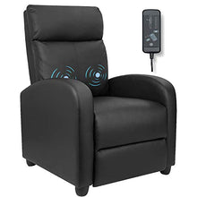 Load image into Gallery viewer, Furniwell Recliner Chair Massage Home Theater Seating Wing Back PU Leather Modern Single Living Room Reclining Sofa with Footrest (Black)