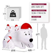 Load image into Gallery viewer, ShinyDec 6FT Polar Bear and Cubs Christmas Decoration Fun Santa Hats & Internal LED Lights, New Holiday Yard Inflatable for 2021, White