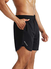 Load image into Gallery viewer, Neleus Men's 2 in 1 Running Shorts with Liner,Dry Fit Workout Shorts with Pockets,6070,2 Pack,Black/Red,3XL