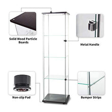 Load image into Gallery viewer, LFT HUIMEI2Y 4-Shelf Glass Display Cabinet with Door, Curio Cabinets 4mm Tempered Glass Floor Standing Bookshelf for Bedroom, Kitchen, Living Room 64”x 17”x 14.5” Black