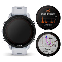 Load image into Gallery viewer, Garmin Forerunner 955 Solar, GPS Running Smartwatch with Solar Charging Capabilities, Tailored to Triathletes, Long-Lasting Battery, Whitestone with Wearable4U White Earbuds Bundle